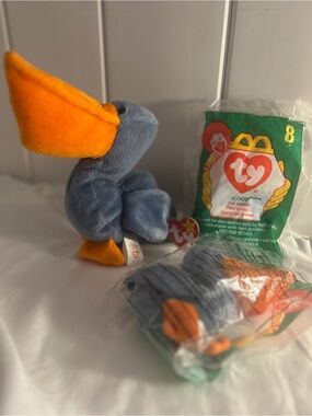 90s Ty beanie baby Scoop and Teenie Beanie babies 2 McDonald's Scoop Pelican LOT